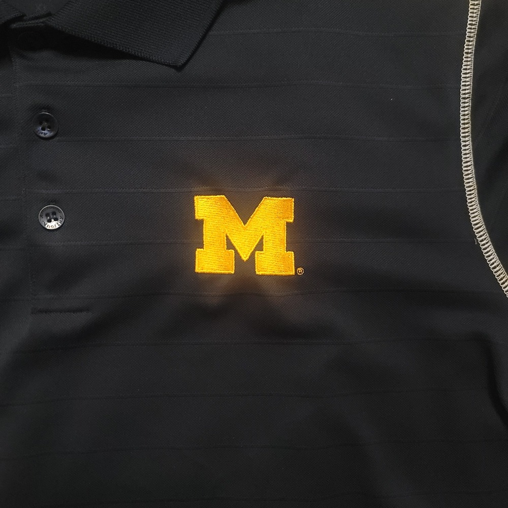 Antigua Polo Shirt Men XL Navy Blue Michigan Wolverines Embroidered Short Sleeve - Picture 3 of 10